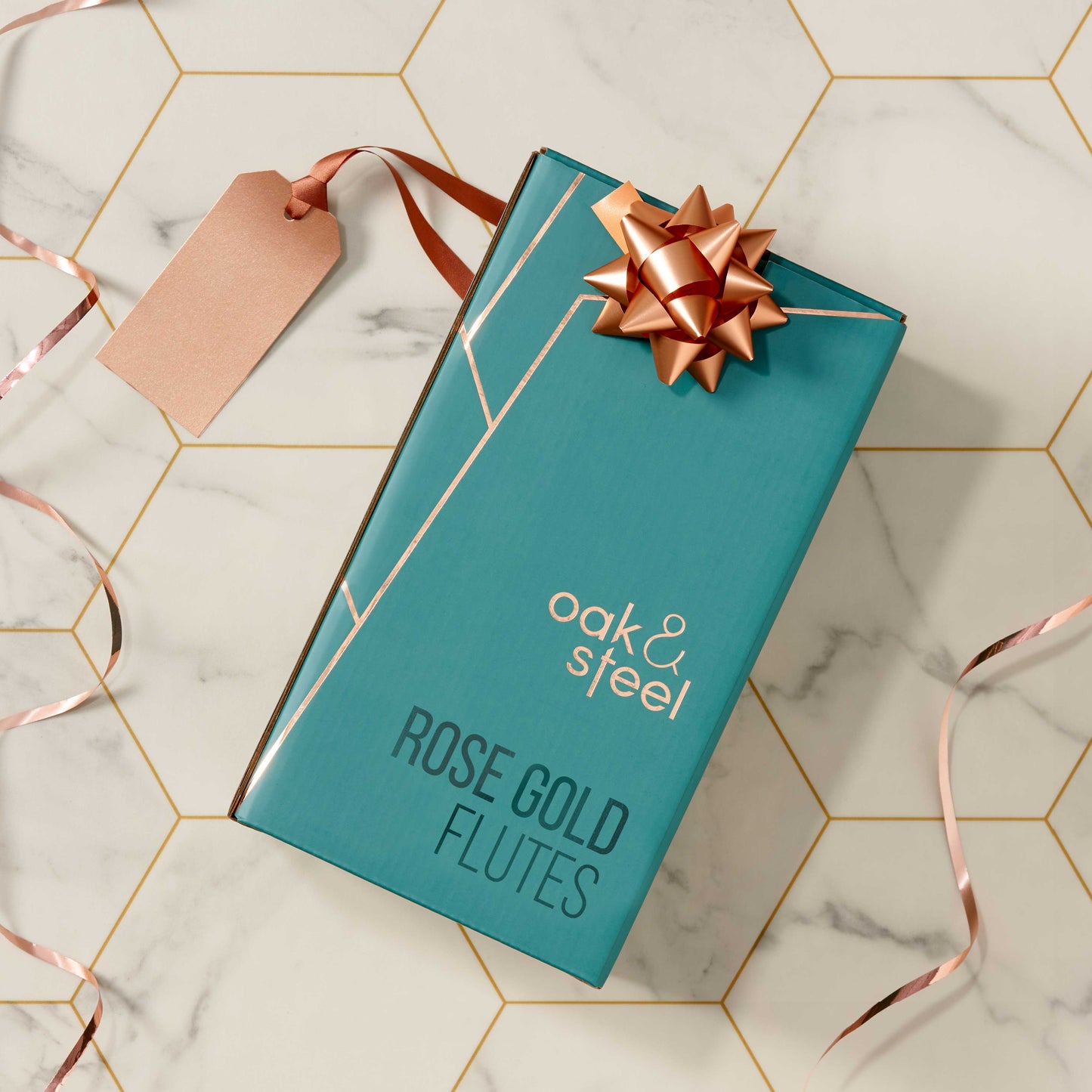 4 Rose Gold Champagne Flutes