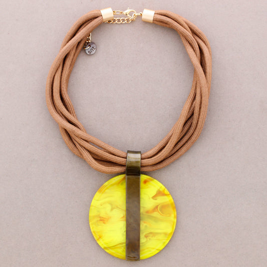 Yellow Chocker Pendant Medallion Resin