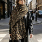 Large Women's Leopard-Print Shawl Scarf Camel