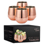 Rose Gold Wine Stemless Tumblers Gift Set With Straws, X 4