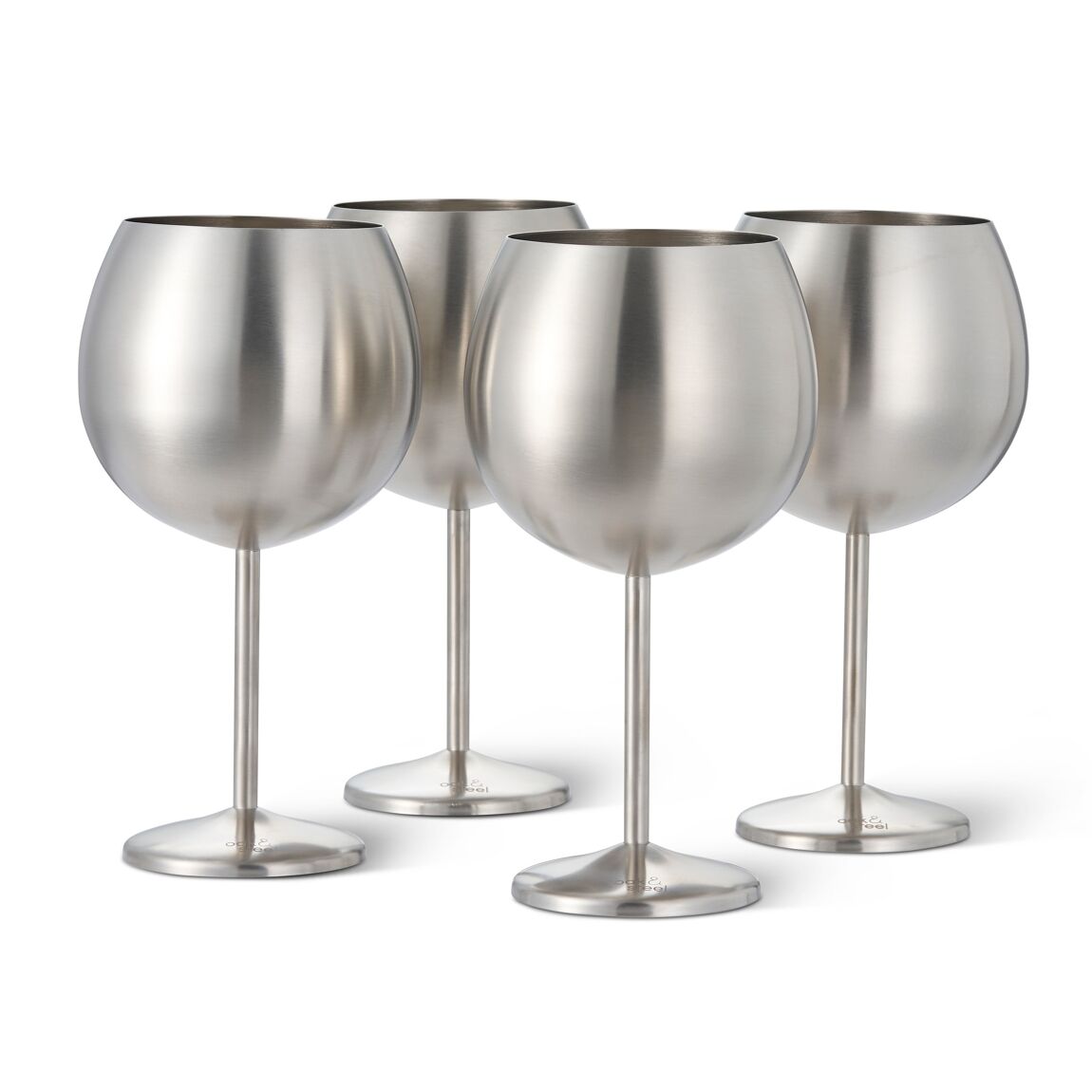 Balloon Cocktail Gin Glasses Silver Matte Stainless Steel, X 4