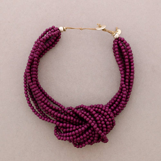 Resin Bead Knot Choker - Dark Purple