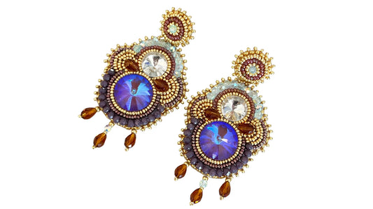 Handmade Lightweight Multicoloured Crystal Statement Earrings (YS18)