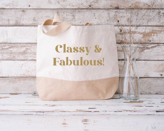 Classy & Fabulous 100% Cotton Canvas Beach Tote Bag Shopper