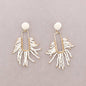 Dangling Fringe Beaded Metal Earrings: Blanco