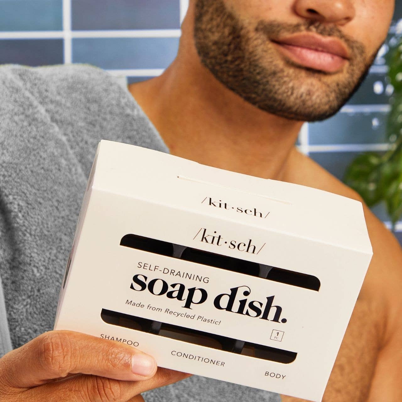 Black Self Draining Soap Dish