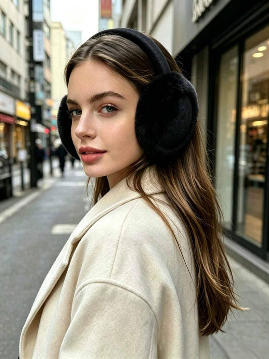 Women's Earmuffs In Suede And Faux Fur Black