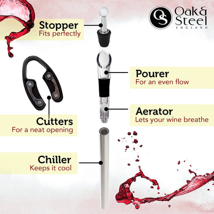 5-in-1 Deluxe Stainless Steel Wine Accessory Gift Set