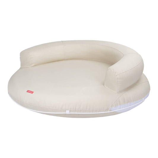 Large Round Bed Mattress With Headrest Beige