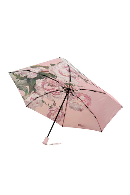 Pink Peonies Floral Umbrella with Travel Case- Light Pink
