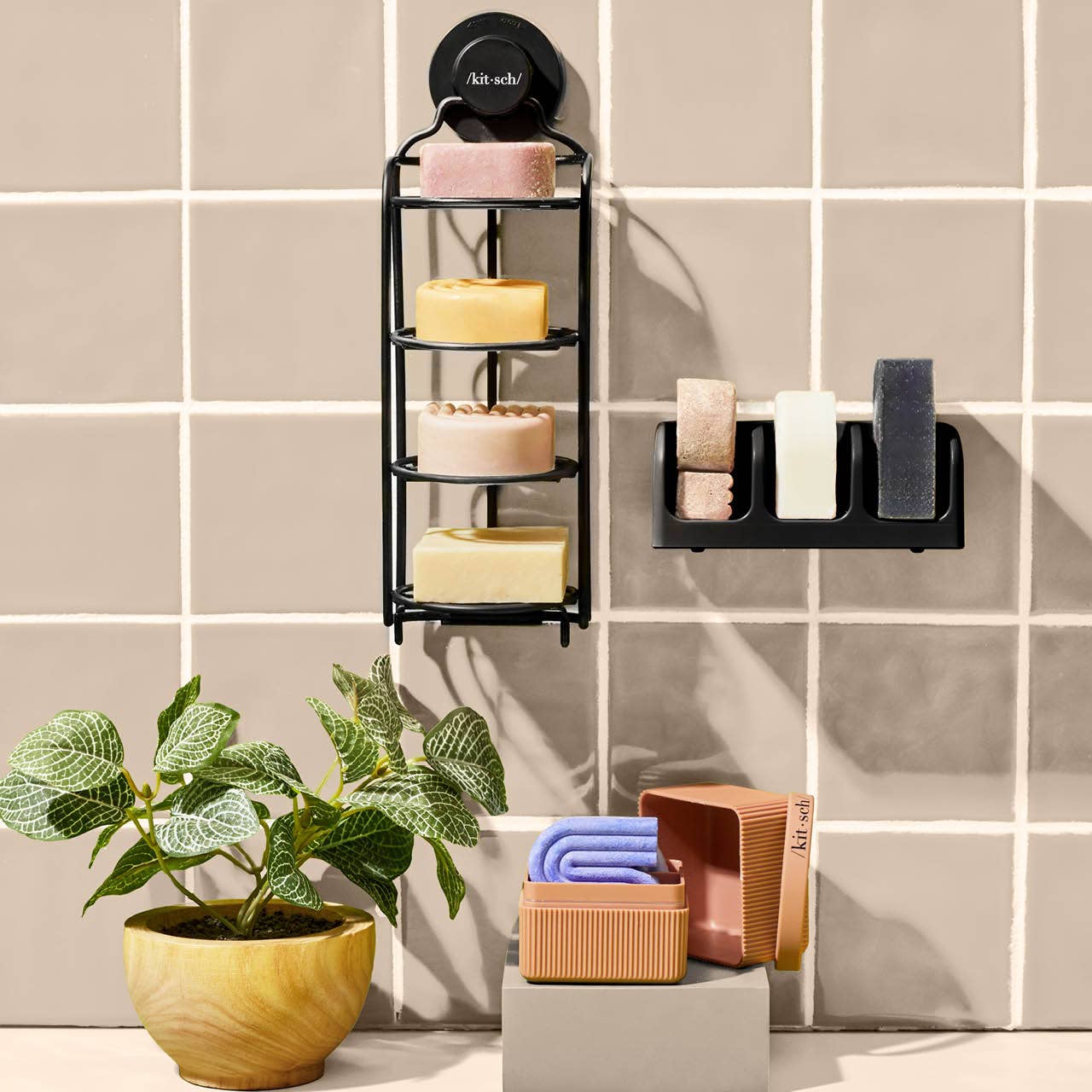 Black Self Draining Soap Dish