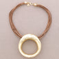 Metal Hoop Pendant Choker: Gold and Brown
