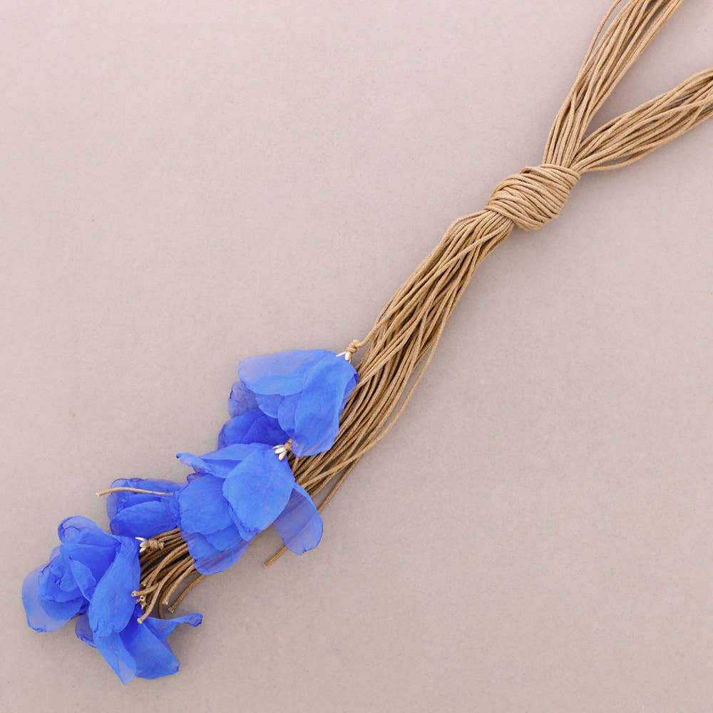 Knot Floral Fabric Necklace-Blue