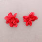 Fabric Flower Resin Earrings: Rojo