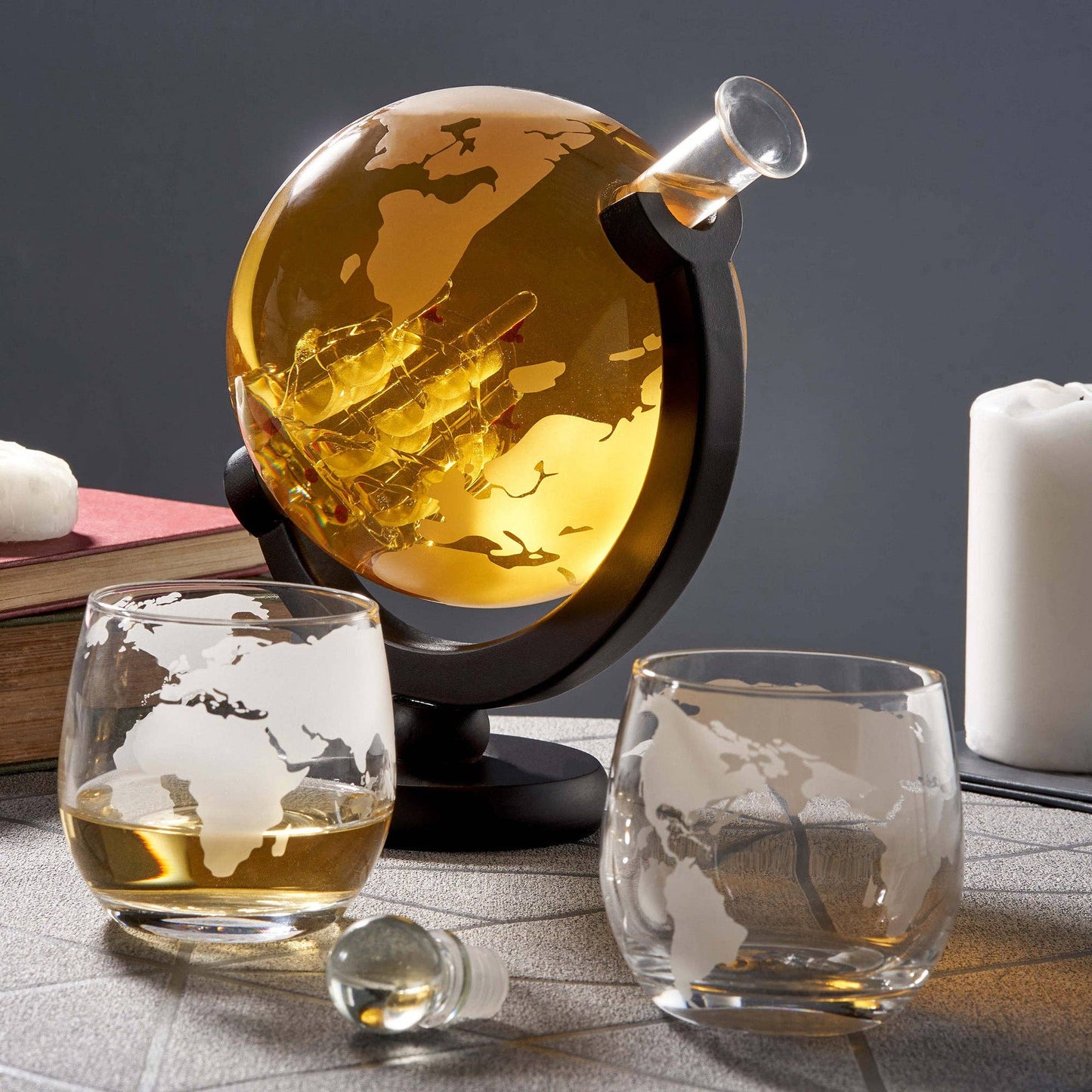 Globe Whiskey Decanter Set