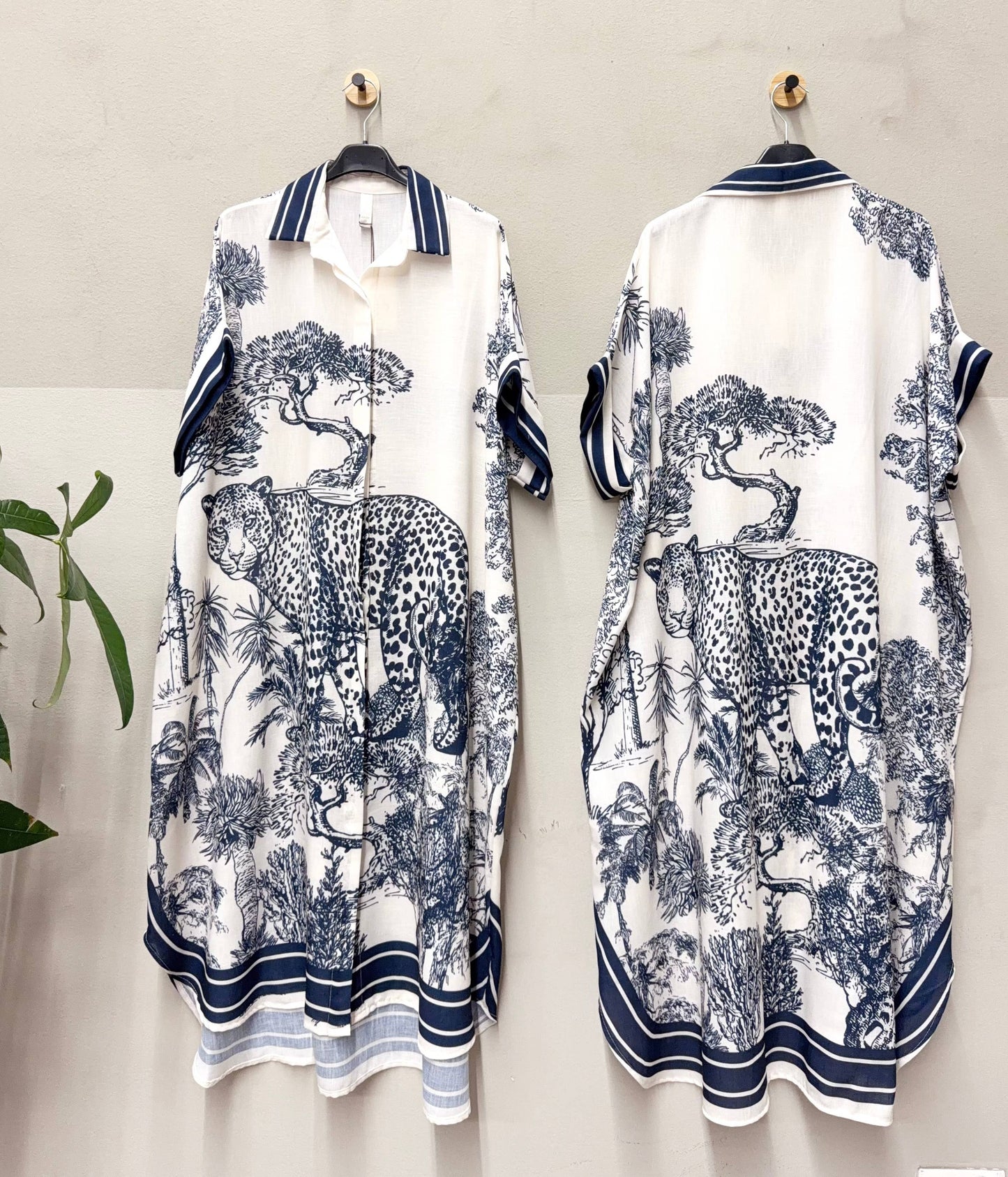 Blue & White Leopard Dress (One Size)
