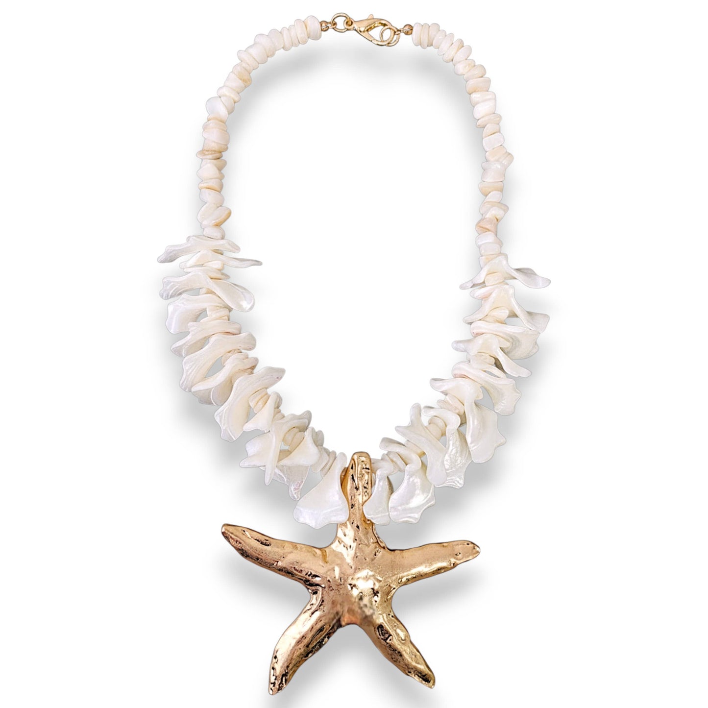 Chunky Shell Starfish Necklace Handmade Statement Jewelry