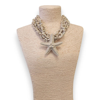 Chunky Beaded Starfish Necklace Summer Statement Jewelry