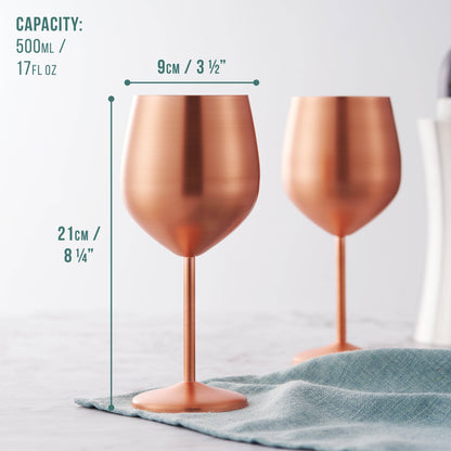 4 Matte Rose Gold Wine Glasses