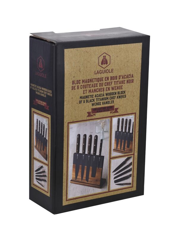 Magnetic block with 5-piece knives