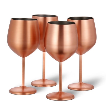 4 Matte Rose Gold Wine Glasses