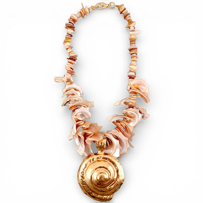 Chunky Spiral Sea Shell Necklace Summer Statement Jewelry