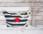 Red Star Navy Striped Nautical Beach Bag 100% Cotton Canvas Shoppers