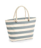 Silver Star Grey Striped Nautical Beach Bag 100% Cotton Canvas Shoppers