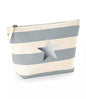 Silver Star Grey Striped Nautical 100% Brushed Cotton Accessory Zip Bag