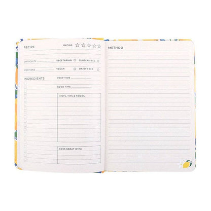 Italian Lemon Print A5 Recipe Journal