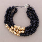 Triple Choker Resin Beads Metal-Black
