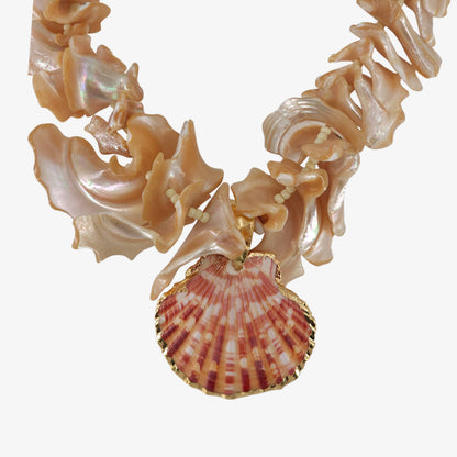 Chunky Coastal Shell Necklace Handmade Statement Jewelry