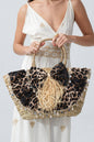 Leopard Straw Basket with Bow
