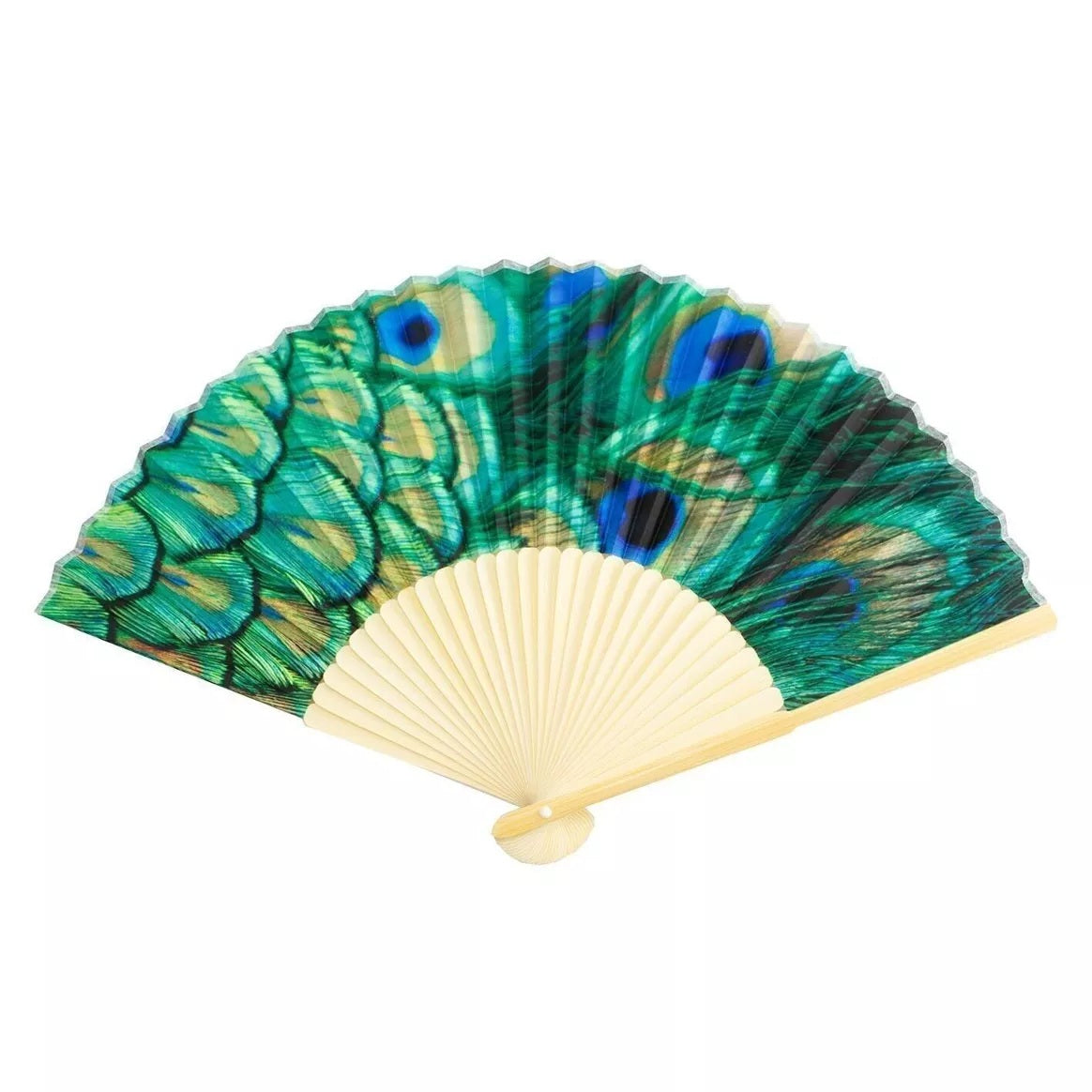 Blue Indian Peacock Hand Fan