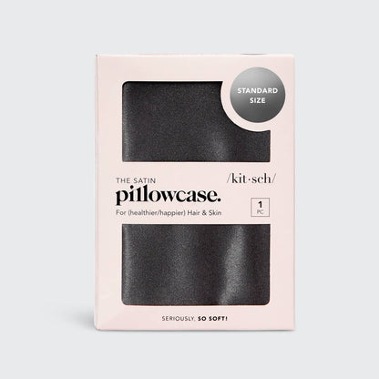 Dark Grey Satin Pillow Case (Standard)