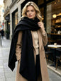 Women's Oversized Shawl Scarf In Soft Knit Black
