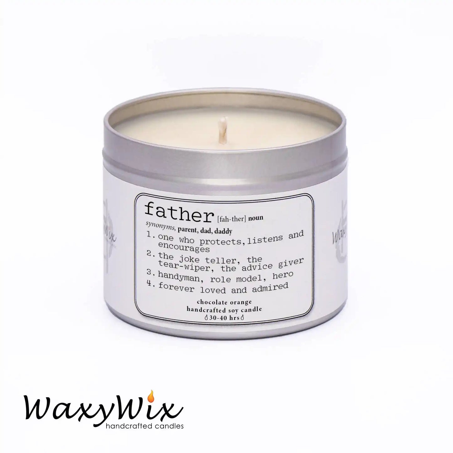 Father: Noun, definition. Candle gift for Dad. Strong scented handmade soy wax c
