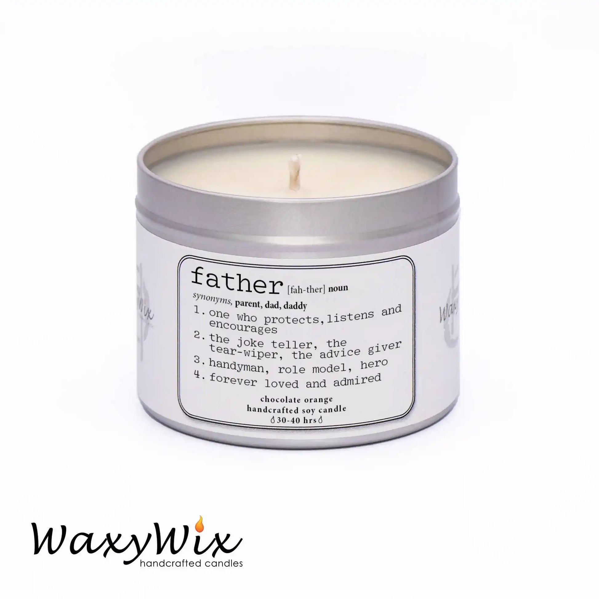 Father: Noun, definition. Candle gift for Dad. Strong scented handmade soy wax c