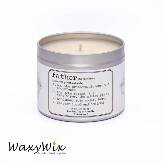 Father: Noun, definition. Candle gift for Dad. Strong scented handmade soy wax c