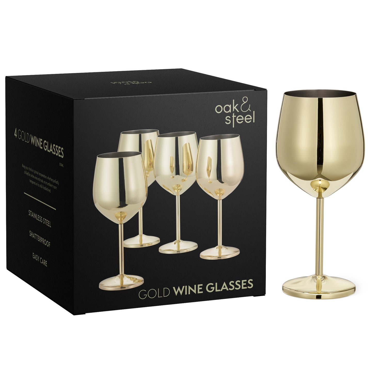 4 Gold Wine Glasses