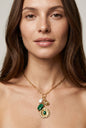 Stainless steel necklace moon medallion sun adorned with stone