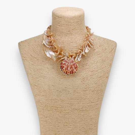 Chunky Coastal Shell Necklace Handmade Statement Jewelry