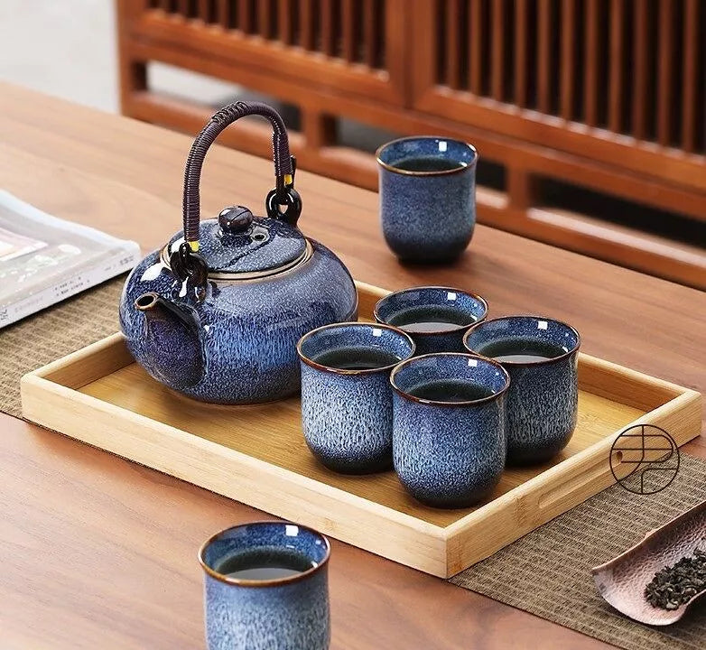 Reactive Blue Tea Set Of 4 pcs Cups.