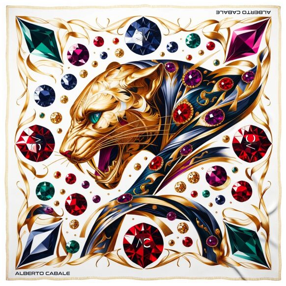 Large Metal Panther Zo‚ silk square