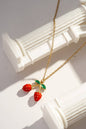 Double Strawberry Gold Stainless Steel Necklace with Fruity Details