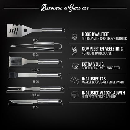 40-Delige Luxe BBQ Grill Accessoires Set