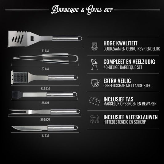 40-Delige Luxe BBQ Grill Accessoires Set