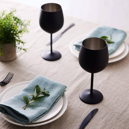 4 Matte Black Wine Glasses