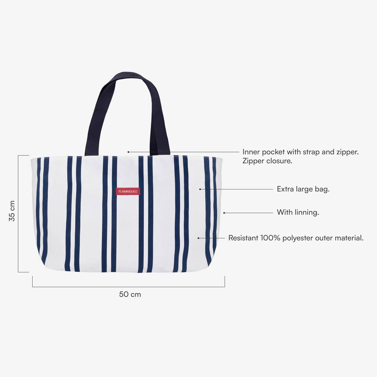 White & Blue Travel / Beach Bag With Interior Pocket