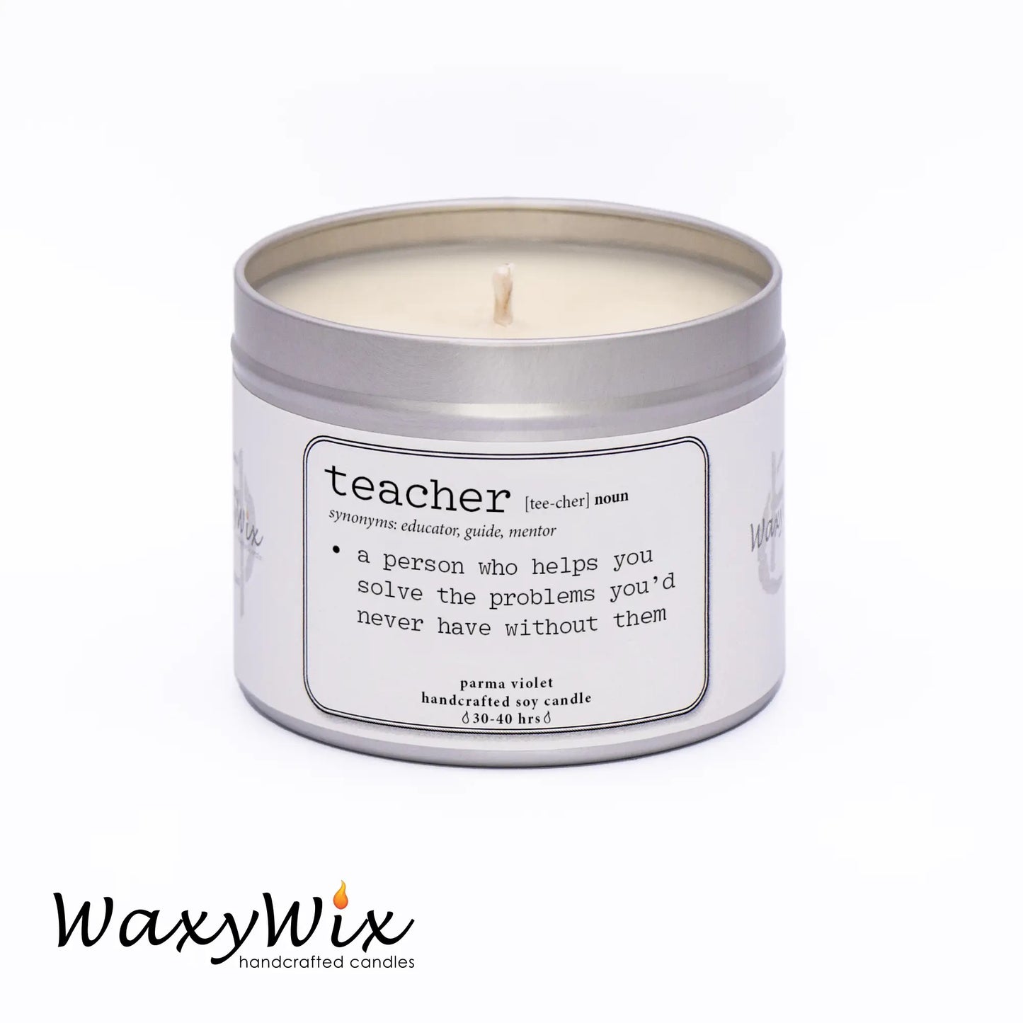 Teacher: Noun, definition. Candle gift for Teacher. Strong scented handmade soy